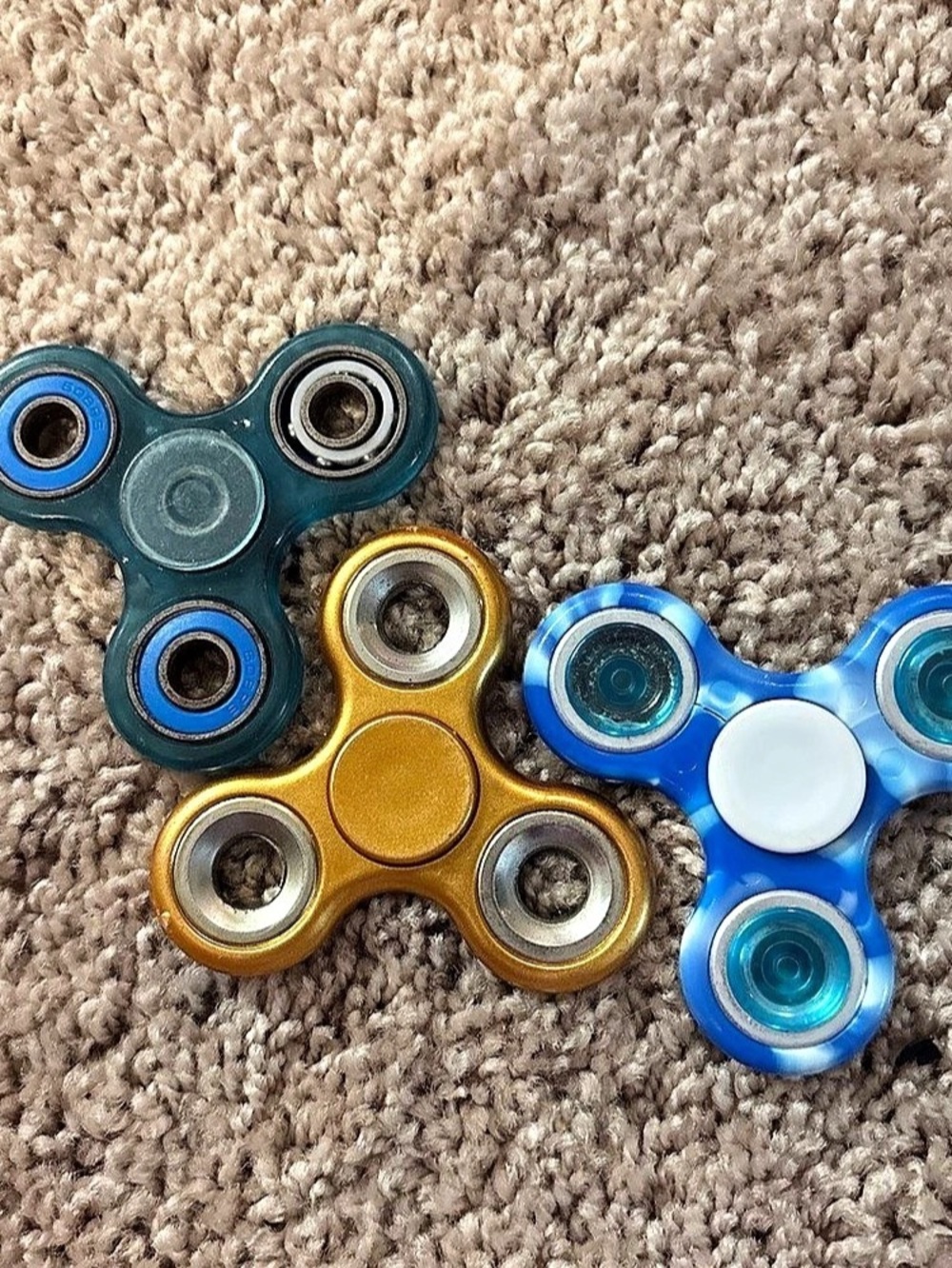 Fidget Spinner Set of 3 Blue & Gold